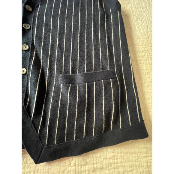 NWT J.Crew Men’s Sweater Vest– Navy Pinstripe Cashmere Blend Size M w/ Pockets - Picture 5 of 14